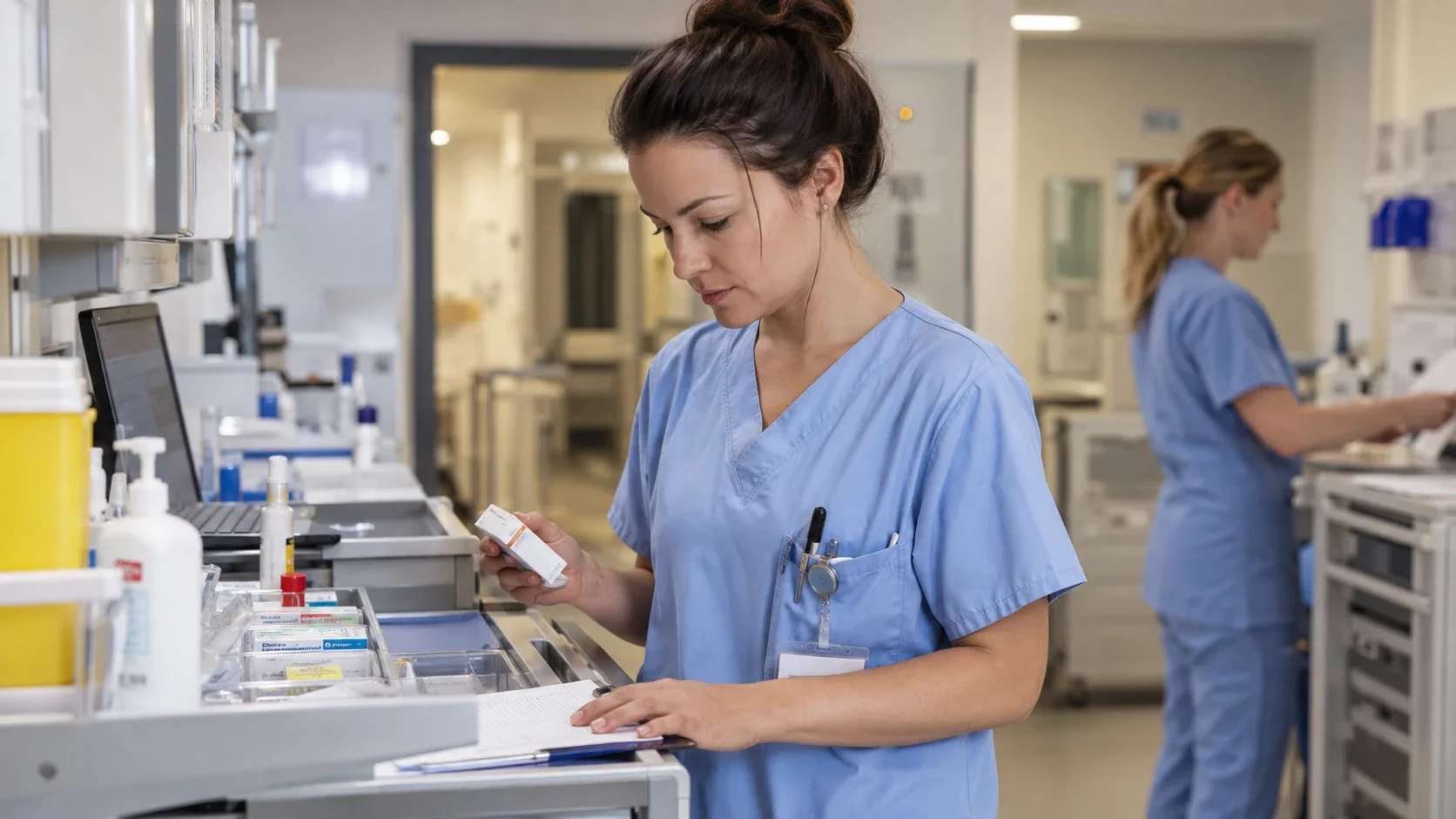 Pflegefachfrau bei der Arbeit im Spital